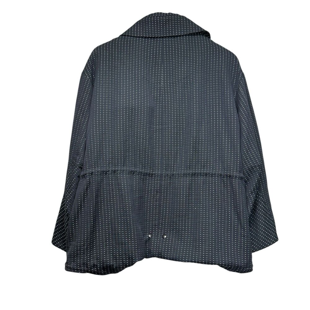 Akris Punto Navy White Striped, Cowl Collared Cotton Blend Jacket Size 10 - Picture 2 of 11